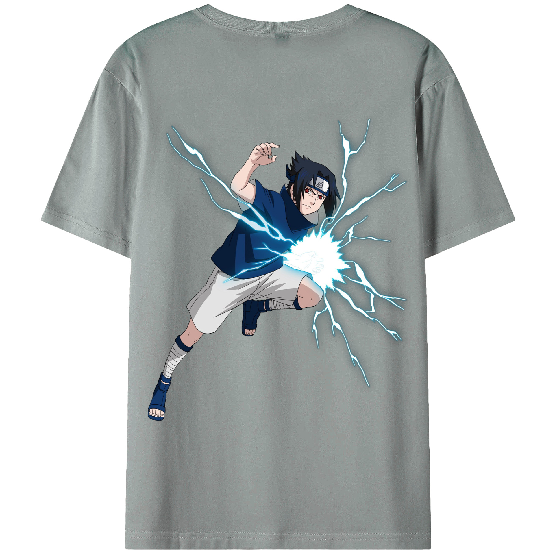 （画像用） NARUTO -ナルト- うちは サスケ Uchiha Sasuke 綿100％ メンズ半袖Tシャツ（バックプリント） 通気性